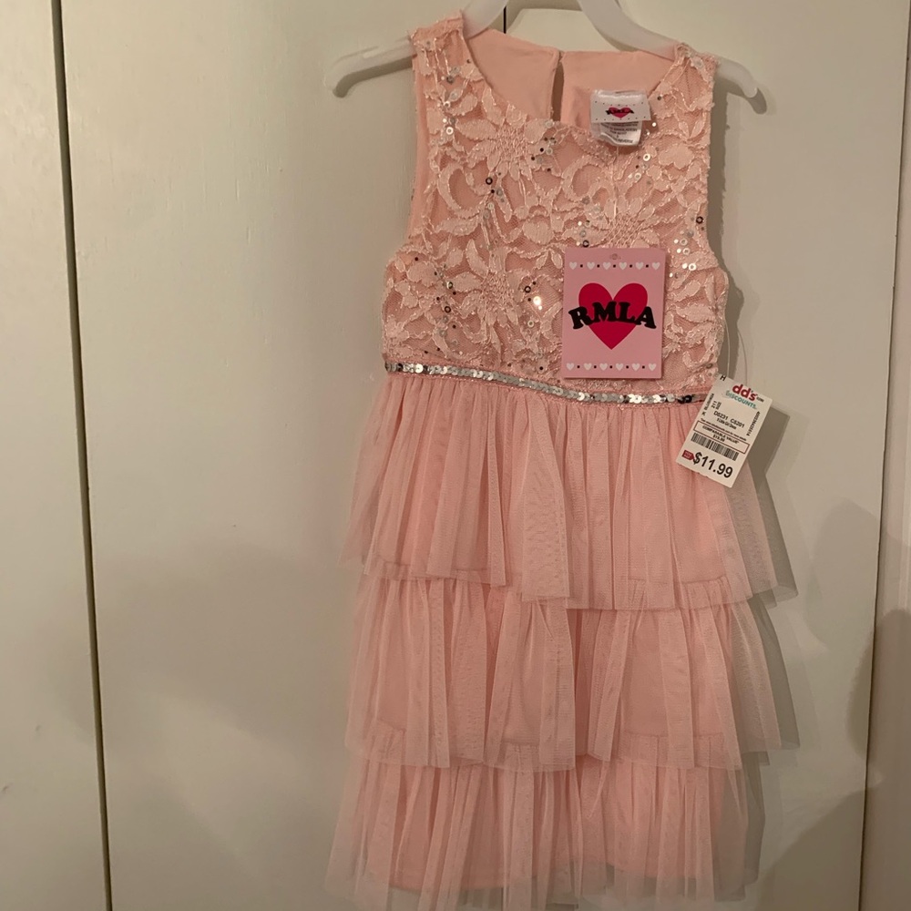 Girls pink ruffle dress